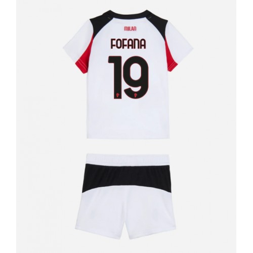 Stroje piłkarskie AC Milan Youssouf Fofana #19 Koszulka Wyjazdowej dla dzieci 2025-26 Krótki Rękaw (+ szorty)